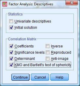 Επιλογή: Descriptives ακολουθεί: Επιλέγοντας το Descriptives, εμφανίζεται το παράθυρο διαλόγου που Εικόνα 6.