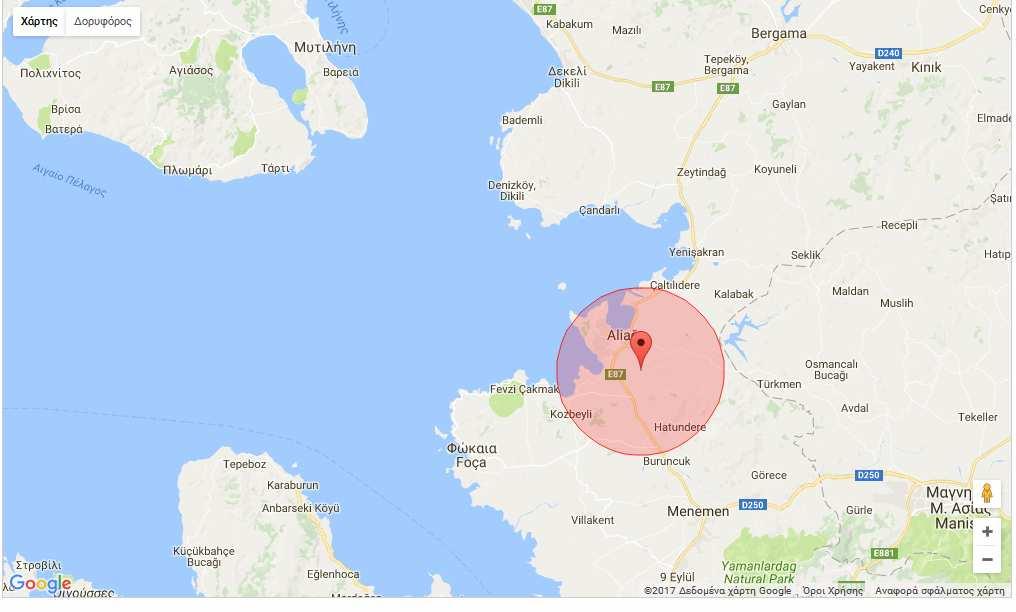 Εικόνα 2: Εστία και Ζώνη 10 χλµ Α.
