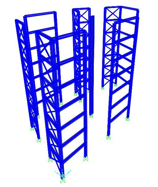 Σχήμα 2.9: Το τελικό επταώροφο προσομοίωμα του κτιρίου 2.5 Η ανάλυση Μετά το πέρας της προσομοίωσης ακολούθησε η ανάλυση της κατασκευής.
