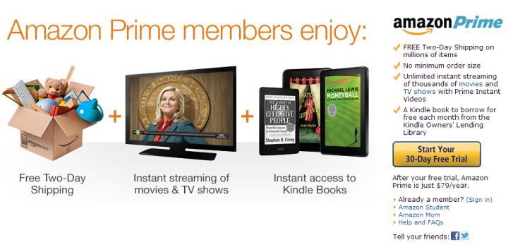 Amazon Premium 79$ το έτος για δωρεάν μεταφορικά σε παραγγελίες άνω των 25$ Μια συνδρομή μπορεί να διαμοιραστεί σε μέχρι και 4 άτομα