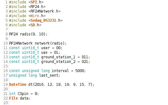 Μονάδα Arduino Nano Πίνακας 18: Συνδέσεις ακροδεκτών συσκευής UAV Ακροδέκτες 5V GND D8 D9 D10 D11 D12 D13 A4 A5 nrf24l01+ Vcc GND X CE CSN MOSI MISO SCK X SD module Vcc GND CS X MOSI MISO SCK X RTC