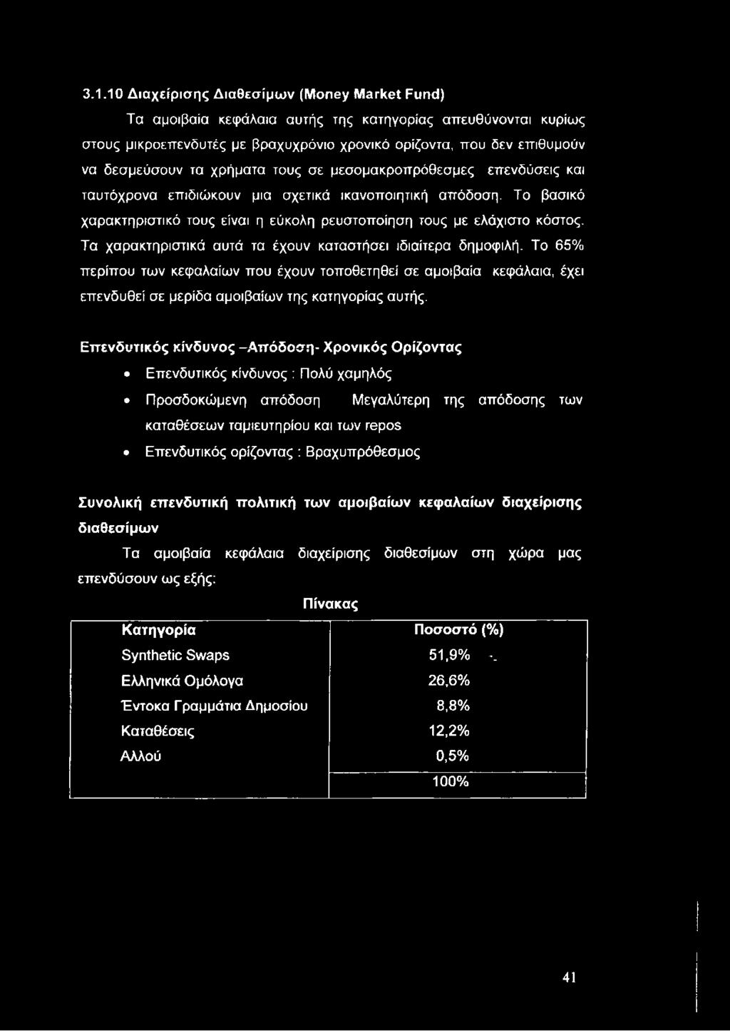 Τα χαρακτηριστικά αυτά τα έχουν καταστήσει ιδιαίτερα δημοφιλή. Το 65% περίπου των κεφαλαίων που έχουν τοποθετηθεί σε αμοιβαία κεφάλαια, έχει επενδυθεί σε μερίδα αμοιβαίων της κατηγορίας αυτής.