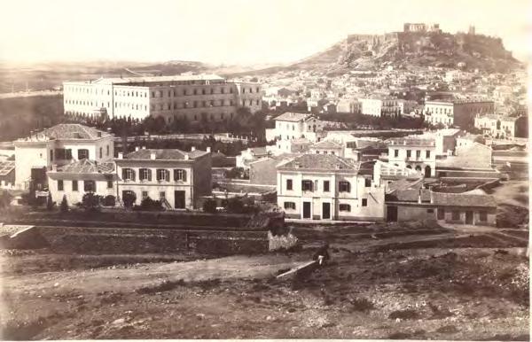 της Αθήνας. Panoramic view of Athens on two sheets of paper.