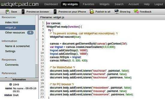 WidgetPad για το iphone.