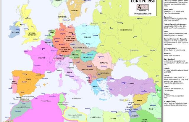 Χάρτης της Ευρώπης, 1950 Πηγή: