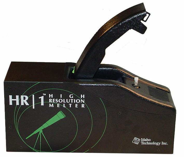 Σχήμα 5.2: Το όργανο HR-1. (Idaho Technology, USA) Για την παρακολούθηση της αποδιάταξης-τήξης, οι διάφορες πληροφορίες μεταφέρονται από και προς έναν ηλεκτρονικό υπολογιστή, μέσω κατάλληλης σύνδεσης.