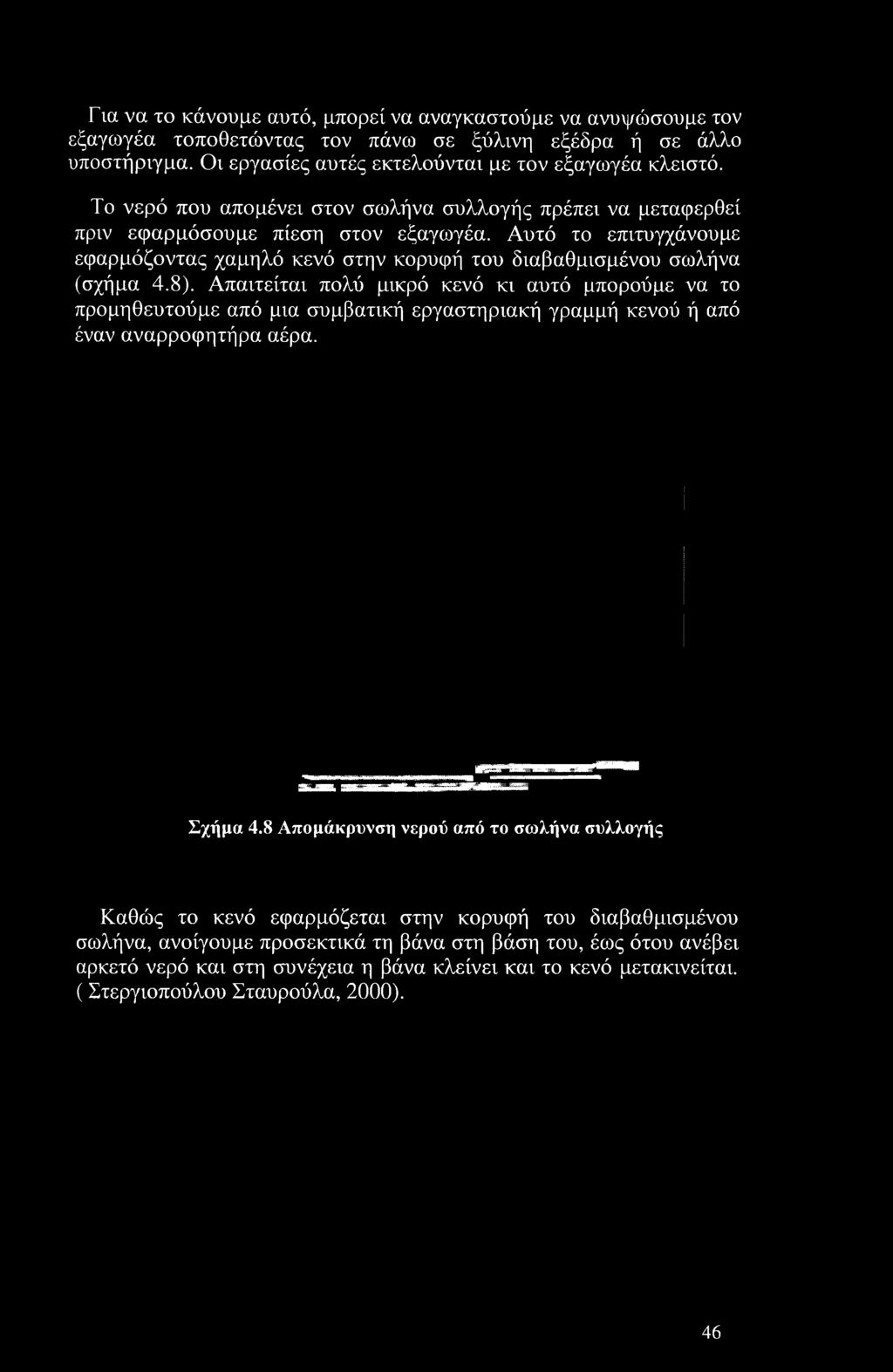 Απαιτείται πολύ μικρό κενό κι αυτό μπορούμε να το προμηθευτούμε από μια συμβατική εργαστηριακή γραμμή κενού ή από έναν αναρροφητήρα αέρα. Σχήμα 4.