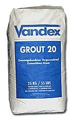 VANDEX GROUT 20 Takus, nesitraukiantis cementinis didelio stiprio mišinys.