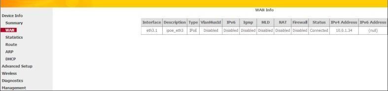 Route (Δρομολόγηση) ARP DHCP Summary (Σύνοψη) Μπορείτε να δείτε πληροφορίες συστήματος και την τρέχουσα κατάσταση της σύνδεσης WAN, όπως φαίνεται στην ακόλουθη εικόνα.