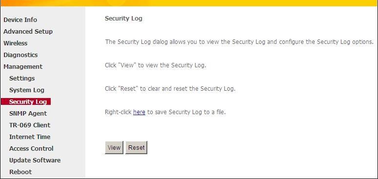4.5.3 Security Log (Ιστορικό ασφάλειας) Αυτή η σελίδα σας επιτρέπει να βλέπετε το ιστορικό ασφάλειας και να κάνετε τις σχετικές ρυθμίσεις.