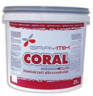 Graymix tenkovrstvé omietky Graymix Coral vonkajšie a vnútorné povrchy, kontaktný zatepľovací systém Veľkosti zŕn: 1,5 mm 2 mm 3 mm Spotreba materiálu: 2-2,3 kg 2,7-3 kg 3,5-4 kg Vlastnosti ryhovaná