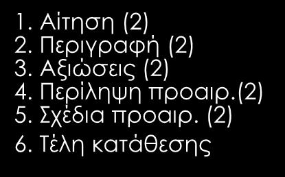 Τέλη κατάθεσης Κατάθεση Τυπικός Ελεγχος Διορθώσεις Συμπληρώσεις Τέλος έκθεσης έρευνας 50 300 με