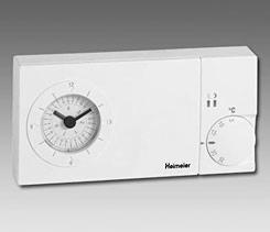 Električna/elektronska regulacija sobne temperature Termostat P z uro za termične pogone Termostat P je elektro-mehanski regulator z dvo točkovnim delovanjem in se uporablja v povezavi z npr.