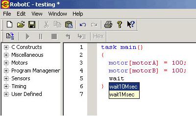wait1msec(nmsec) ή wait10msec(ntenmsec), η εκτέλεση του προγράµµατος περιµένει για συγκεκριµένο χρόνο της τάξης του ενός ή δέκα millisecond.