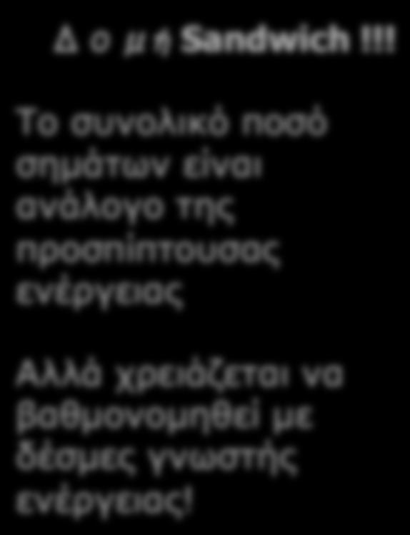 !! Το συνολικό ποσό σηµάτων είναι ανάλογο της προσπίπτουσας ενέργειας Αλλά