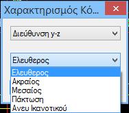 Επιλέγοντας την εντολή και έπειτα δείχνοντας τον κόμβο των στύλων που θέλουμε να αλλάξουμε τις συνθήκες στήριξης εμφανίζεται το παρακάτω πλαίσιο.