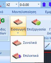 Η εισαγωγή των φορτίων μπορεί να γίνει όπως και στις πλάκες, δηλαδή συνολικά ή επιλεκτικά.