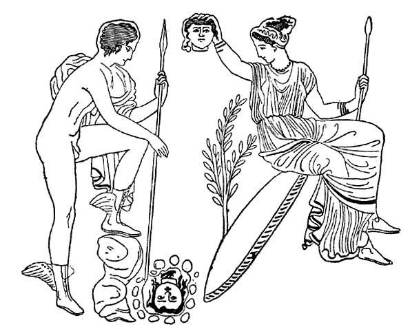 ὡς δὲ ἔνιοί φασι, Ζεὺς μεταμορφωθεὶς εἰς χρυσὸν ὑετὸν εἰσῆλθε διὰ τῆς τοῦ θαλάμου ὀροφῆς καὶ συνῆλθε τῇ Δανάῃ.