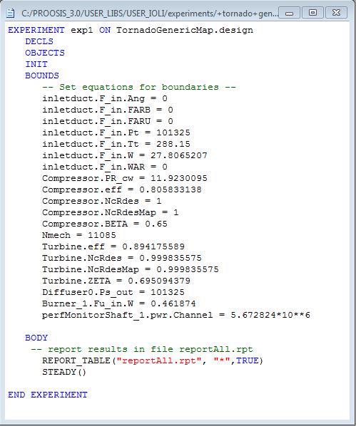 Μοντελοποίηση Αεριοστρόβιλου 5.13 Σχήμα 5.6: Αρχείο κώδικα Experiment για τον υπολογισμό των συντελεστών κλίμακας Ο Πίνακας 5.11 παρουσιάζει τα αποτελέσματα του υπολογισμού των συντελεστών κλίμακας.