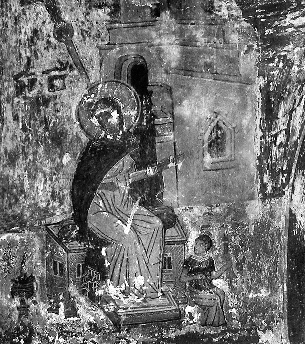 ΟΙ ΤΟΙΧΟΓΡΑΦΙΕΣ ΤΟΥ ΚΑΘΟΛΙΚΟΥ ΤΗΣ ΜΟΝΗΣ ΠΡΟΦΗΤΗ ΗΛΙΑ ΣΤΟΥΣ ΓΕΩΡΓΟΥΤΣΑΤΕΣ (1585/6) Εικ. 14. Μονή ρυάνου. Κυρίως ναός, ο Ευαγγελισµός (Θεοτόκος). και άκαµπτη τις περισσότερες φορές (Εικ. 1, 14).