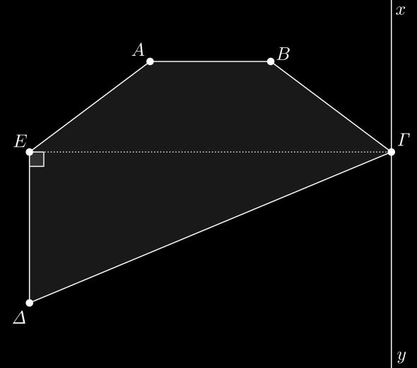 Έστω Ζ το σημείο τομής της ευθείας ΑΒ με τον άξονα xy και Η το ίχνος της κάθετης από το σημείο Δ πάνω στον άξονα xy.