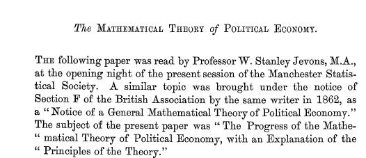 W. Stanley Jevons (1835 1882) Journal of the Statistical