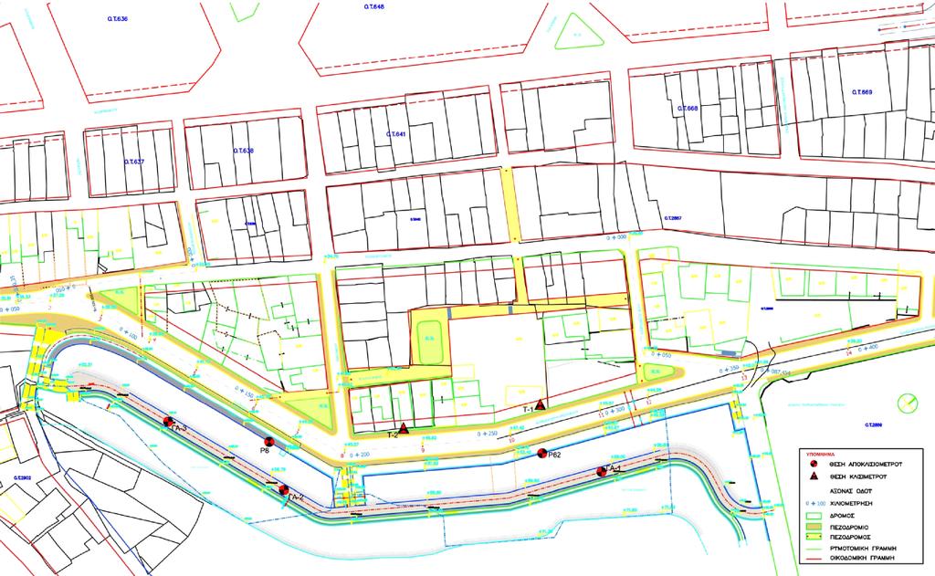 Σχέδιο 4.18 Θέσεις εγκατάστασης αποκλισιομετρικών σωλήνων και κλισιμέτρων στο τμήμα Νόρμαν-Αγ.