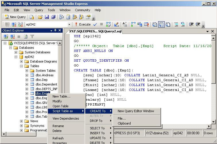 Scripts: Ακολουθία (Τ)SQL Εντολών η οποία αποθηκεύεταισε ένα αρχείογια επαναχρησιµοποίηση. Παραδείγµατα Χρήσης: Backup / Restore πινάκων ή ολόκληρης της DB.