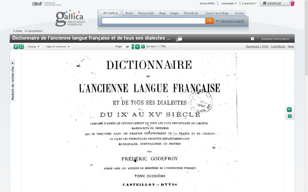 Dictionnaire de l Ancien francais