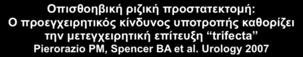 Οπισθοηβική ριζική προστατεκτοµή: Ο προεγχειρητικός κίνδυνος υποτροπής καθορίζει την µετεγχειρητική επίτευξη trifecta