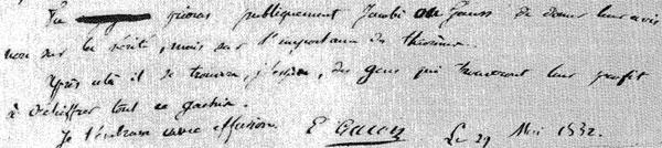 Επιστολή προς το φίλο του Auguste Chevallier (29 Μαίου 1832).