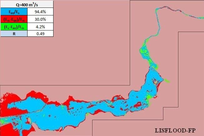 4.3.2 Αποτελέσματα Προσομοίωσης στο LISFLOOD-FP Η προσομοίωση έγινε και πάλι με στόχο τη βέλτιστη προσαρμογή στο παρατηρημένο αποτύπωμα. Όπως φαίνεται στην Εικόνα 4.