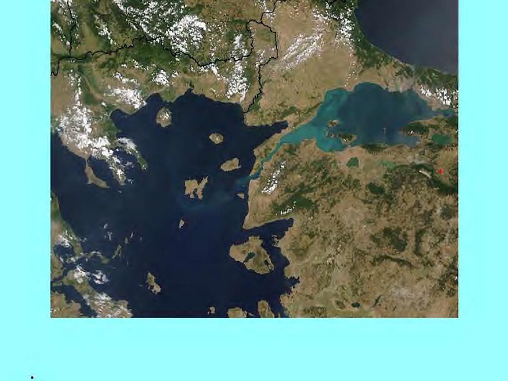 Δορυφορική απεικόνιση του Βορείου Αιγαίου και της Προποντίδας (α) 25-06-2003 & (β) 11-07-2003.