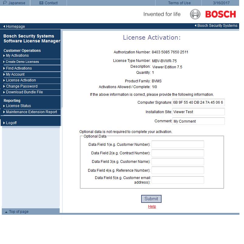 16 el Πρώτα βήματα Bosch Video Management System 5. Αντιγράψτε την υπογραφή υπολογιστή. Σημείωση! Η υπογραφή υπολογιστή χρησιμοποιείται για την αδειοδότηση.
