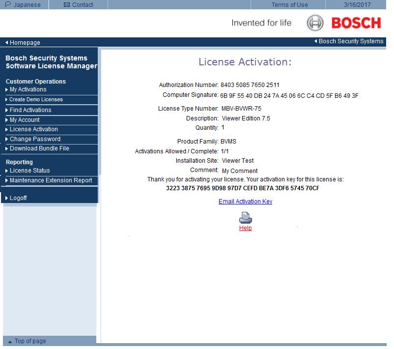 Bosch Video Management System Πρώτα βήματα el 17 3. Θα εμφανιστεί το παράθυρο διαλόγου Ενεργοποίηση άδειας χρήσης: 4.