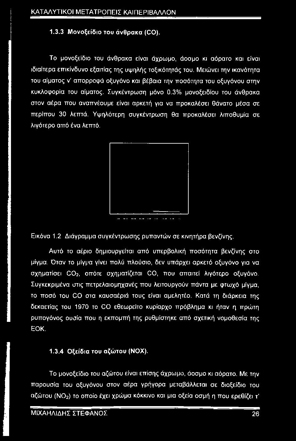 3% μονοξειδίου του άνθρακα στον αέρα που αναπνέουμε είναι αρκετή για να προκαλέσει θάνατο μέσα σε περίπου 30 λεπτά. Υψηλότερη συγκέντρωση θα προκαλέσει λιποθυμία σε λιγότερο από ένα λεπτό. Εικόνα 1.