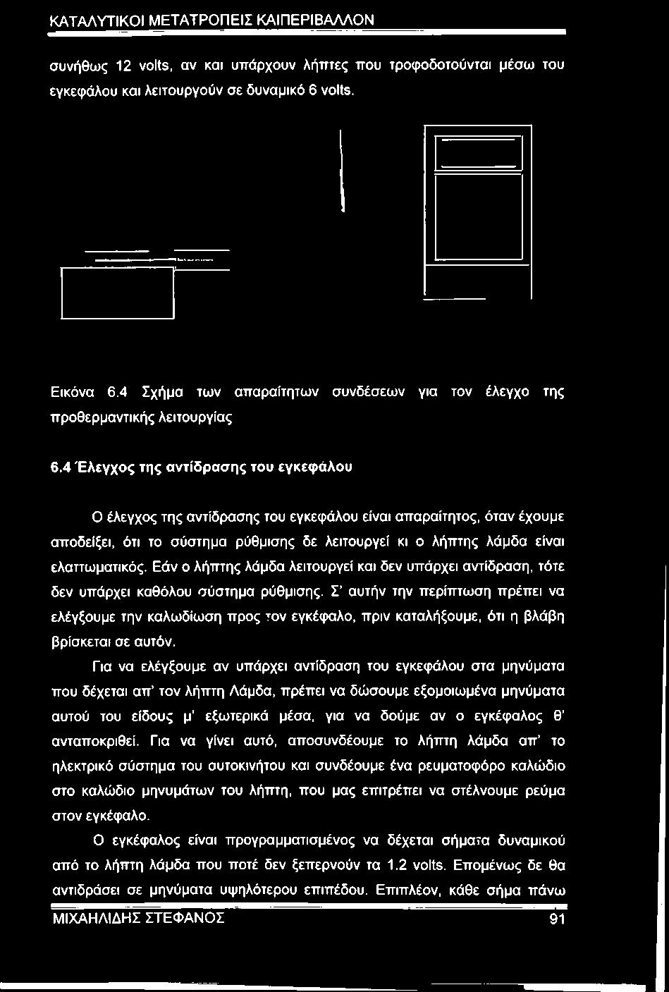 4 Έλεγχος της αντίδρασης του εγκεφάλου Ο έλεγχος της αντίδρασης του εγκεφάλου είναι απαραίτητος, όταν έχουμε αποδείξει, ότι το σύστημα ρύθμισης δε λειτουργεί κι ο λήπτης λάμδα είναι ελαττωματικός.