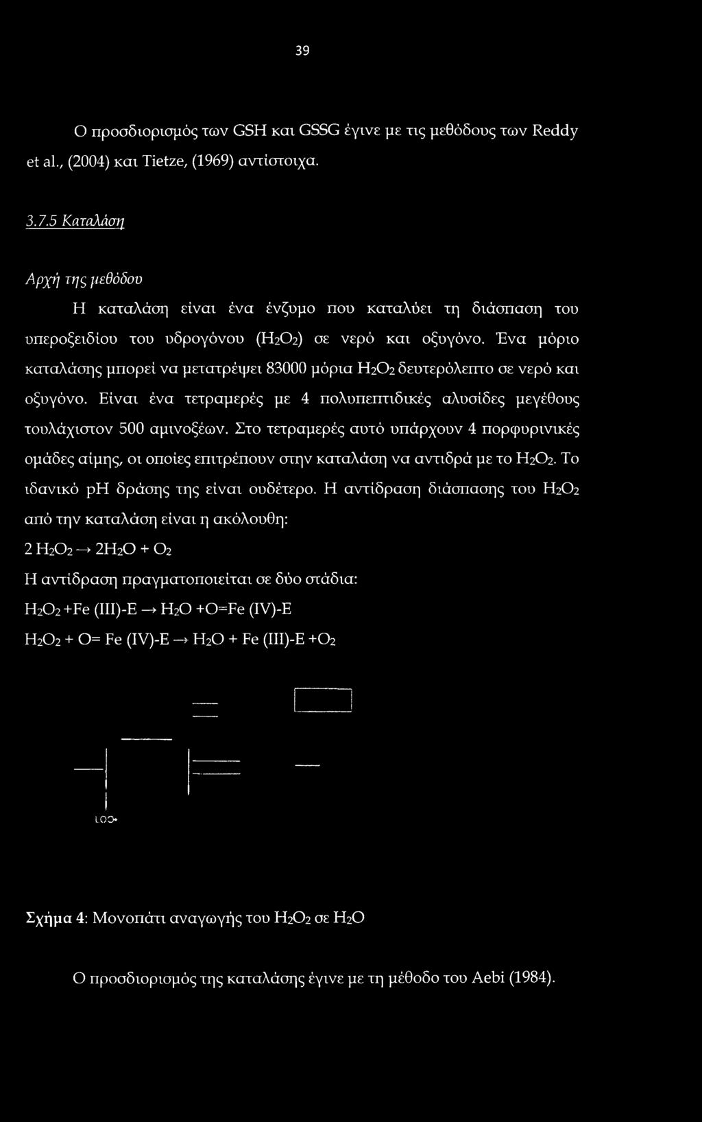 Ένα μόριο καταλάσης μπορεί να μετατρέψει 83000 μόρια Η2Ο2 δευτερόλεπτο σε νερό και οξυγόνο. Είναι ένα τετραμερές με 4 πολυπεπτιδικές αλυσίδες μεγέθους τουλάχιστον 500 αμινοξέων.