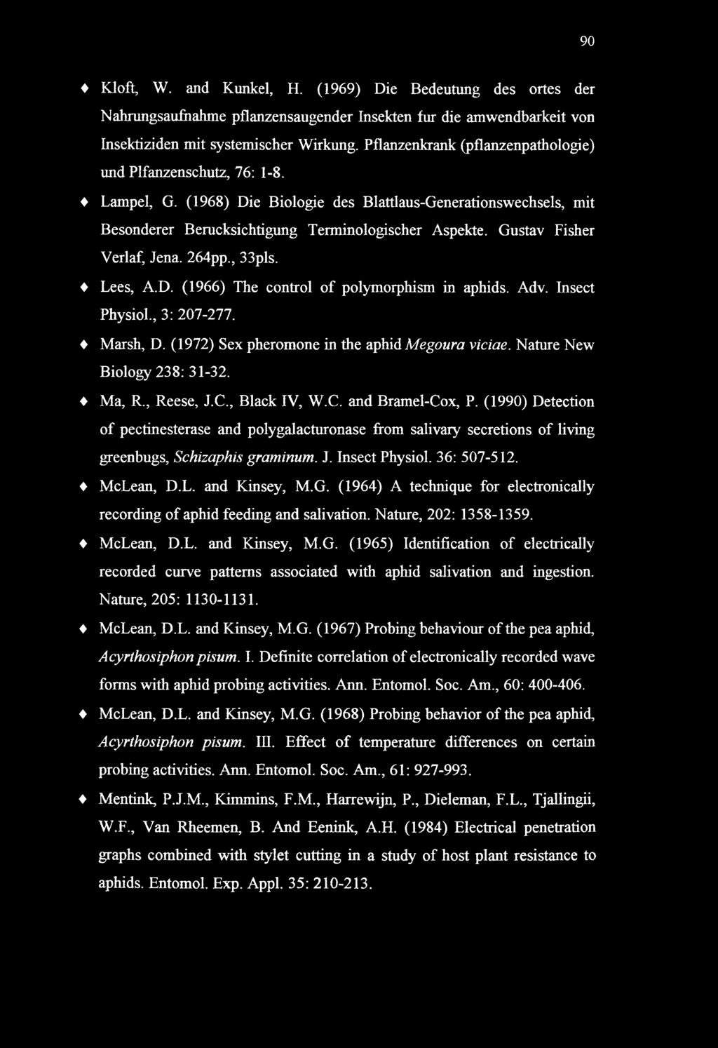 90 Kloft, W. and Kunkel, H. (1969) Die Bedeutung des ortes der Nahrungsaufiiahme pflanzensaugender Insekten fur die amwendbarkeit von Insektiziden mit systemischer Wirkung.