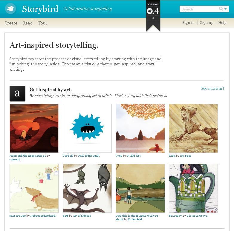 Εικόνα 2.13: ςυλλογι ηωγραφικϊν ζργων ςτο «Storybird», http://storybird.