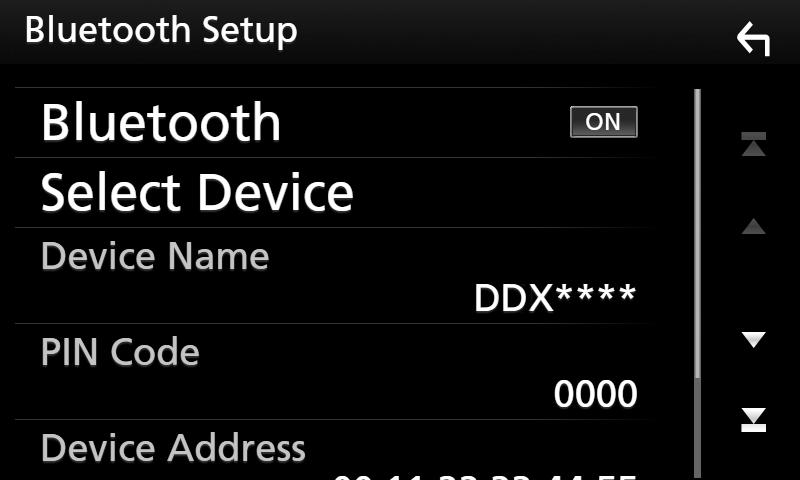 Έλεγχος Bluetooth ÑÑΣυνδέστε τη μονάδα Bluetooth 1 Αγγίξτε το [Select Device] στην οθόνη ΡΥΘΜΙΣΗΣ Bluetooth. 4 Αγγίξτε το [Close].
