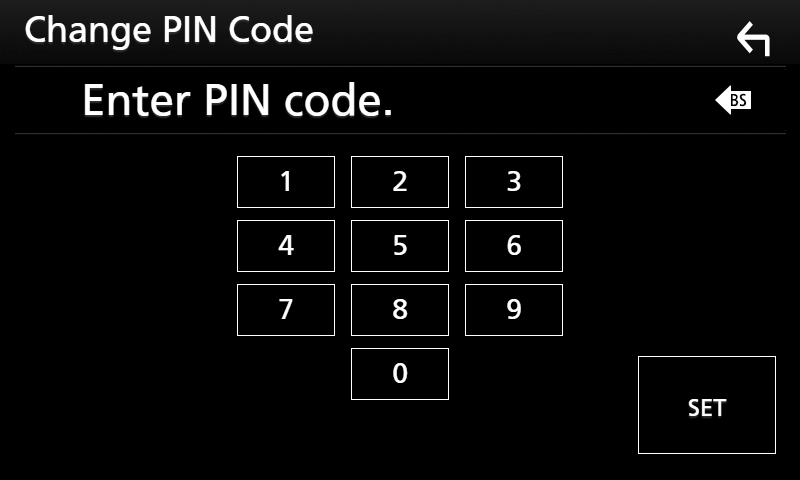 Έλεγχος Bluetooth ÑÑΑλλαγή του κωδικού PIN 1 Αγγίξτε το [PIN Code] στην οθόνη ΡΥΘΜΙΣΗΣ Bluetooth. hhη οθόνη Ρύθμισης Κωδικού PIN εμφανίζεται. 2 Εισάγετε τον κωδικό PIN.