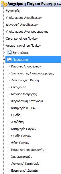 Με το πλήκτρο εμφανίζεται η φόρμα εισαγωγής των απαραίτητων στοιχείων για τον υπολογισμό αναπροσαρμογής της αξίας των παγίων. 2.