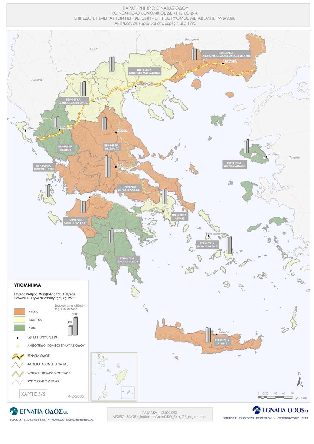 Χάρτης 6: Ετήσιος ρυθμός μεταβολής του κατά κεφαλή ΑΕΠ και