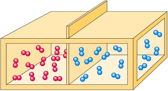 Οι σχετικές ελκτικές δυνάμεις μεταξύ των χημικών οντοτήτων του διαλύματος Χώρισμα O 2 N 2 Ένα δοχείο διαιρείται με κινητό χώρισμα σε δύο μέρη, από τα οποία το