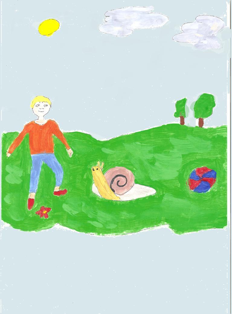 Μια φορά και έναν καιρό, σ' ένα μεγάλο κήπο, ήταν ένα σαλιγκάρι μέσα στην φωλιά του. Ένα παιδάκι ο Γιωργάκης, έξω από την φωλιά του σαλιγκαριού έπαιζε με την μπάλα του.