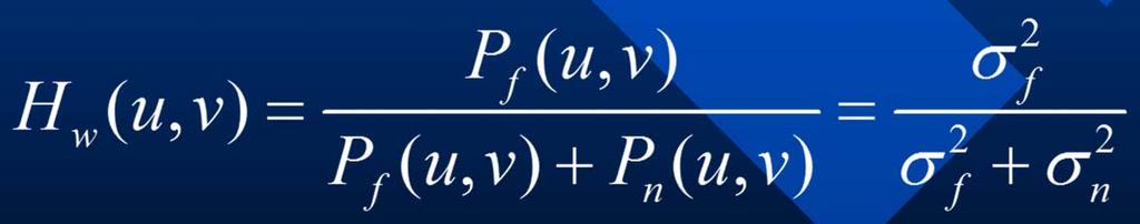 Προσαρμοστική επεξεργασία Wiener (1/2) Θεωρούμε μια υπο-περιοχή όπου η εικόνα είναι στάσιμη και θεωρείται ότι μπορεί να μοντελοποιηθεί ως f(x,y)=m f + σ f w(x,y) όπου m f και σ f είναι η τοπική μέση