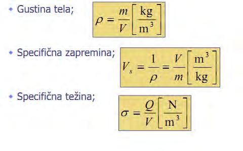 Težina tela Gustina, specifična zapremina i specifilna težina.