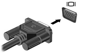 2. Συνδέστε το καλώδιο στην οθόνη ή τη συσκευή προβολής και στη θύρα VGA του υπολογιστή, όπως απεικονίζεται. 3.
