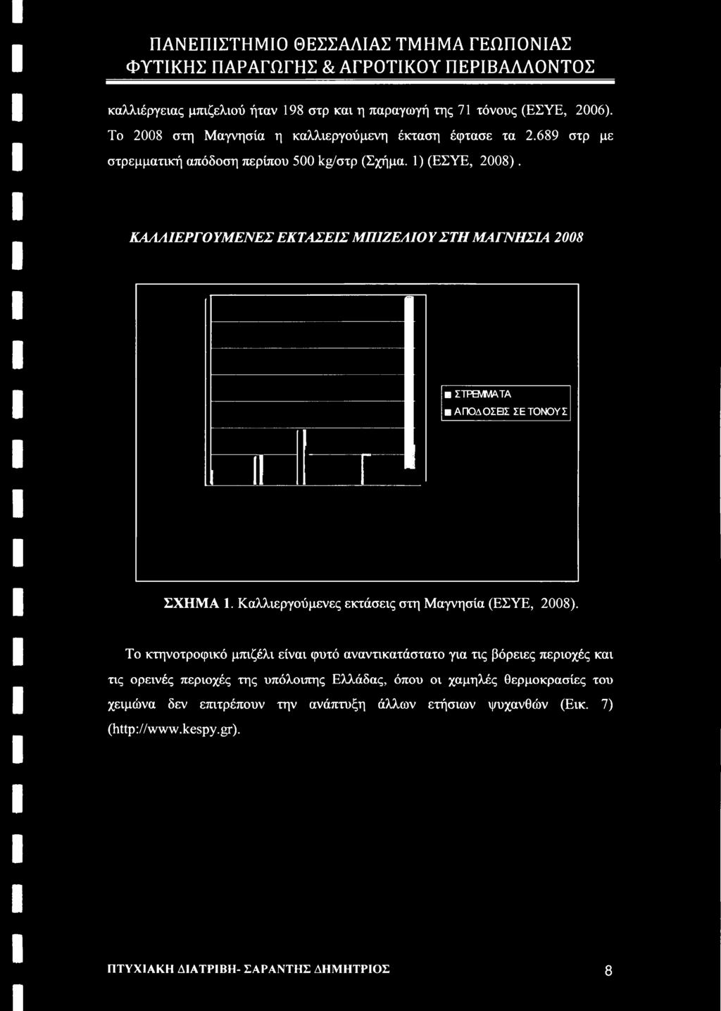 Καλλιεργούμενες εκτάσεις στη Μαγνησία (ΕΣΥΕ, 2008).